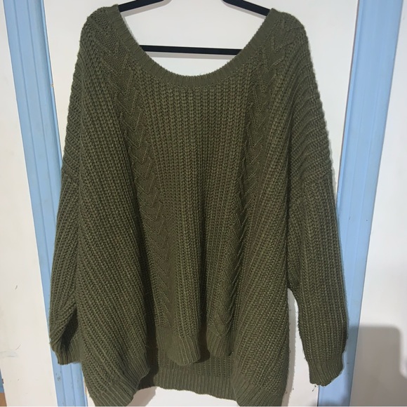 Cable Green tied back sweater - Picture 14 of 14